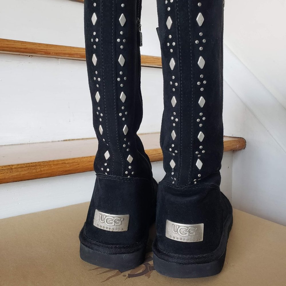 Rare western style UGG Joplin Studded Tall Black Boots Suede